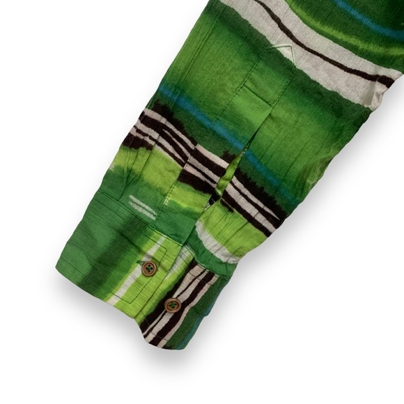 JONES NEW YORK Abstract Green & White Striped button down - Picture 5 of 7